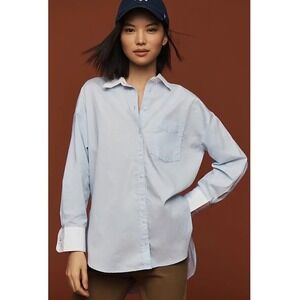 Maeve The Bennet Blue White Oversized Button Down Shirt Women's Size Small